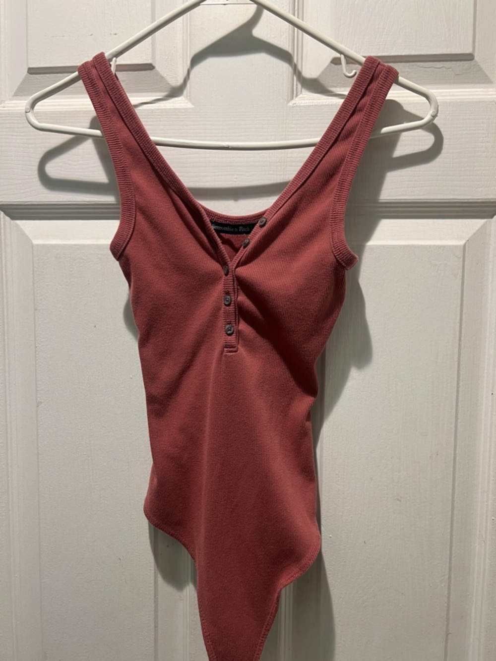 Abercrombie & Fitch Rose-Red Sleeveless Henley Bodysuit
